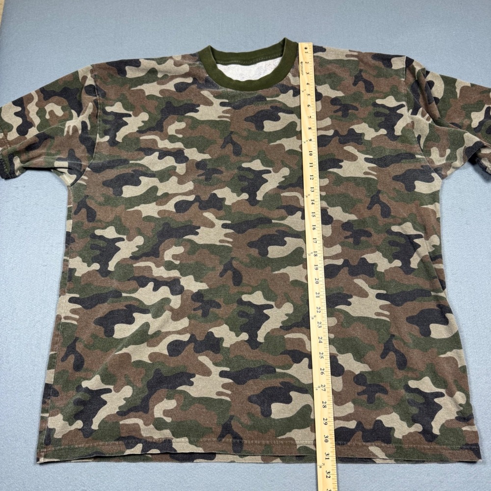Camo T-Shirt Men XL Green Woodland Camouflage Short Sleeve Military Tactical Tee - Picture 5 of 10